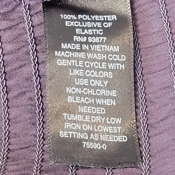 Worthington Deep Purple Split Ruffle Neck Elastic Smocking Raglan Blouse Size S - Picture 7 of 7